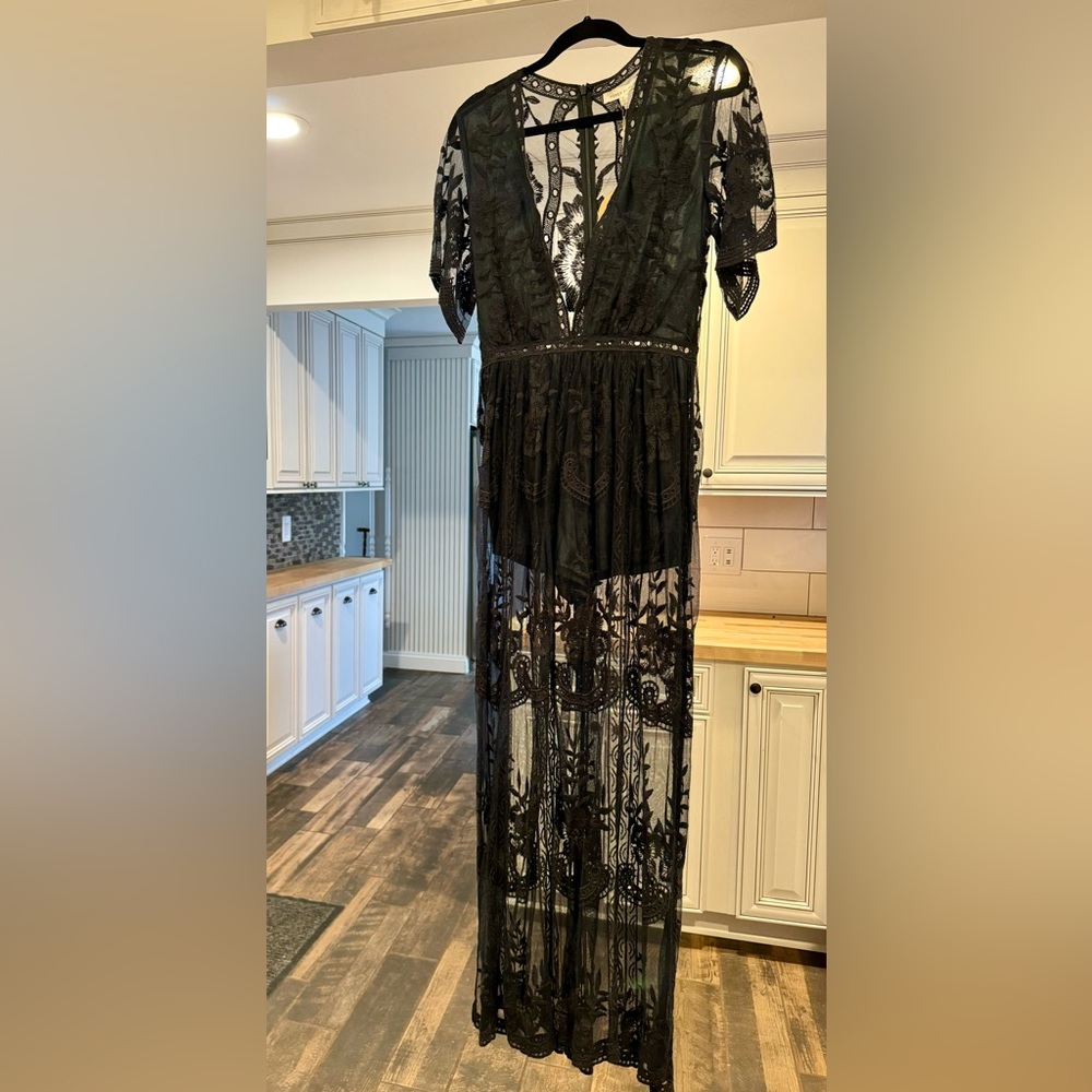 honey punch lace maxi romper